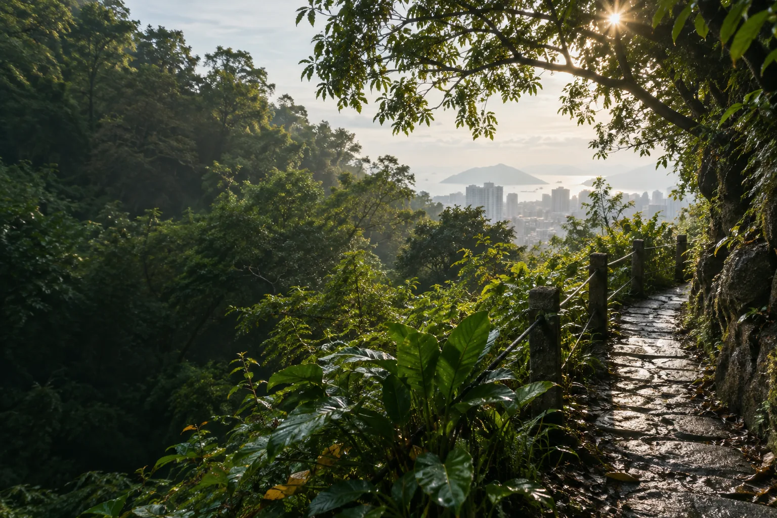 郊野山徑與城市遠景的概念示意